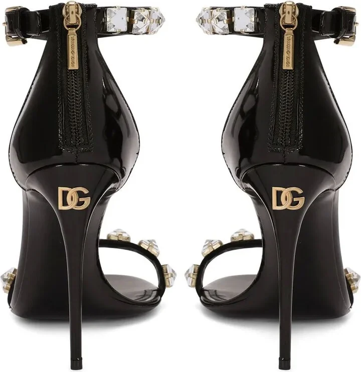 105mm Rhinestone-Embellished Leather Sandals - Image 3