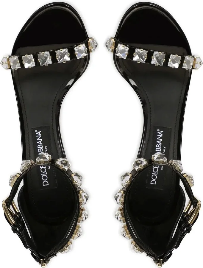 105mm Rhinestone-Embellished Leather Sandals - Image 4