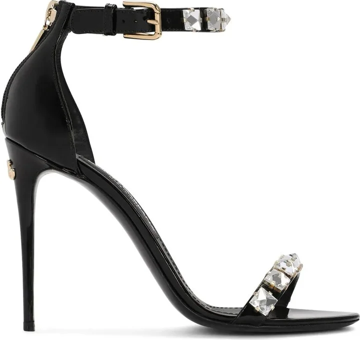 105mm Rhinestone-Embellished Leather Sandals