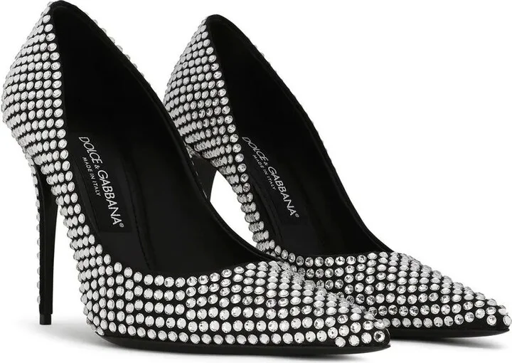 105mm Rhinestone-Embellished Satin Pumps - Image 2