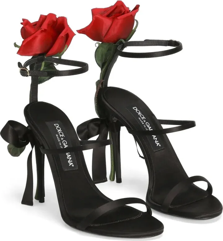 105mm Rose-Appliqué Sandals - Image 2