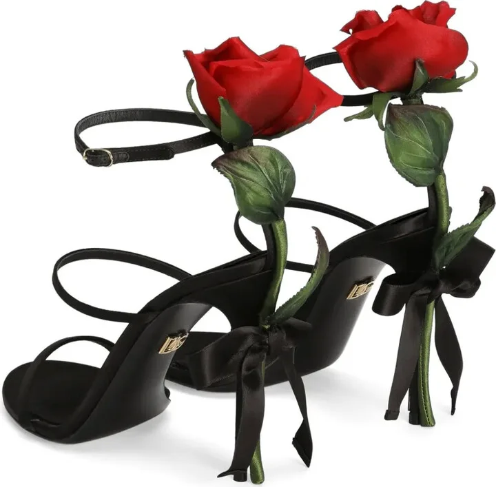 105mm Rose-Appliqué Sandals - Image 3
