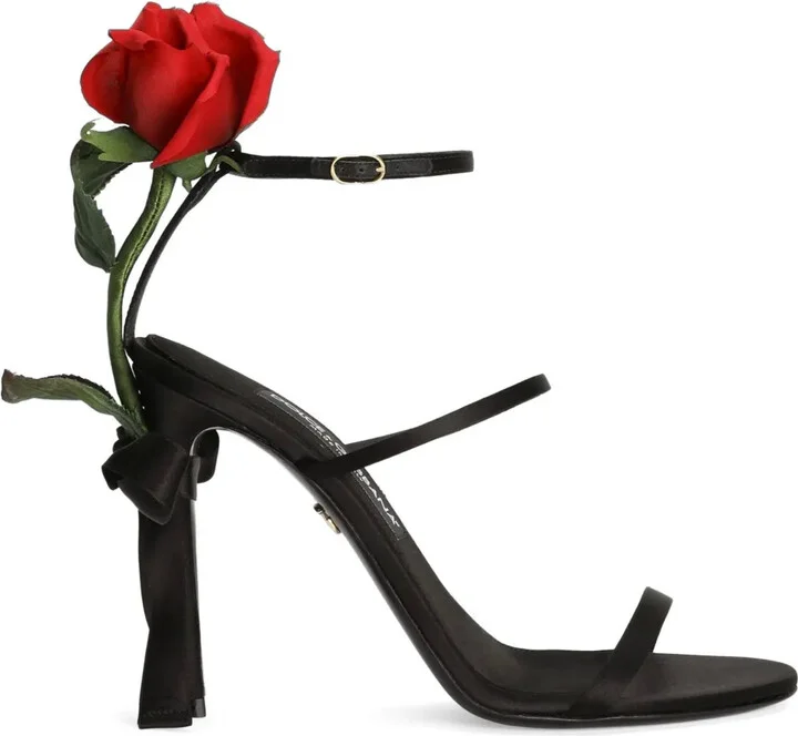 105mm Rose-Appliqué Sandals
