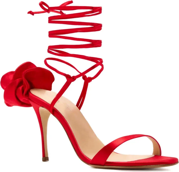 105mm Rose-Detail Lace-Up Sandals - Image 2