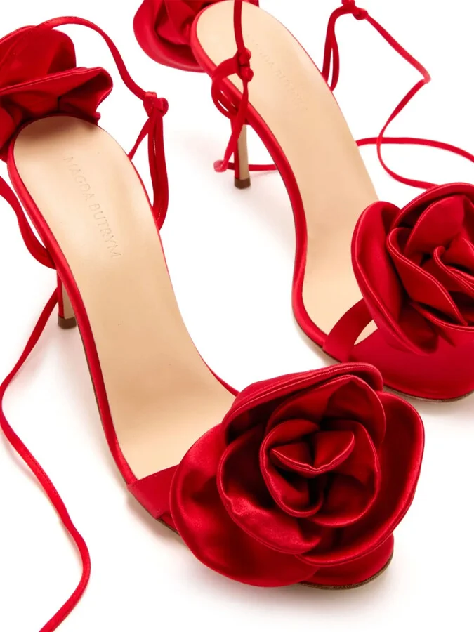 105mm Rose-Detail Lace-Up Sandals - Image 4