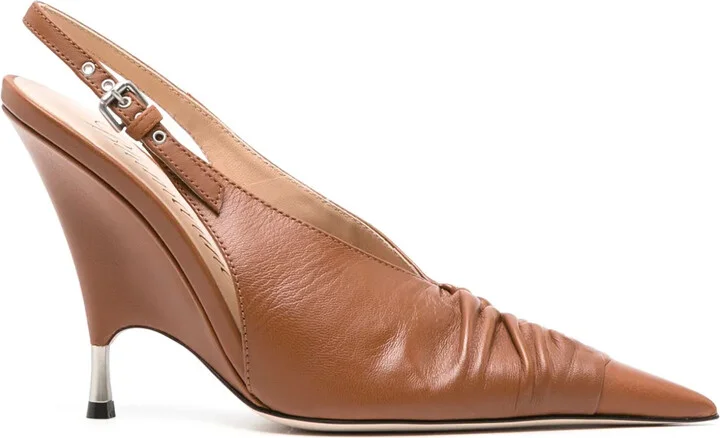105mm Ruched Leather Pumps