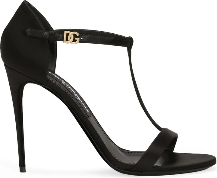 105mm satin T-bar sandals