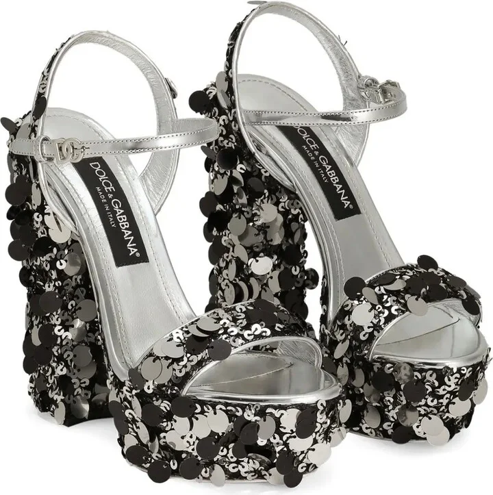 105mm Sequinned Sandals - Image 2
