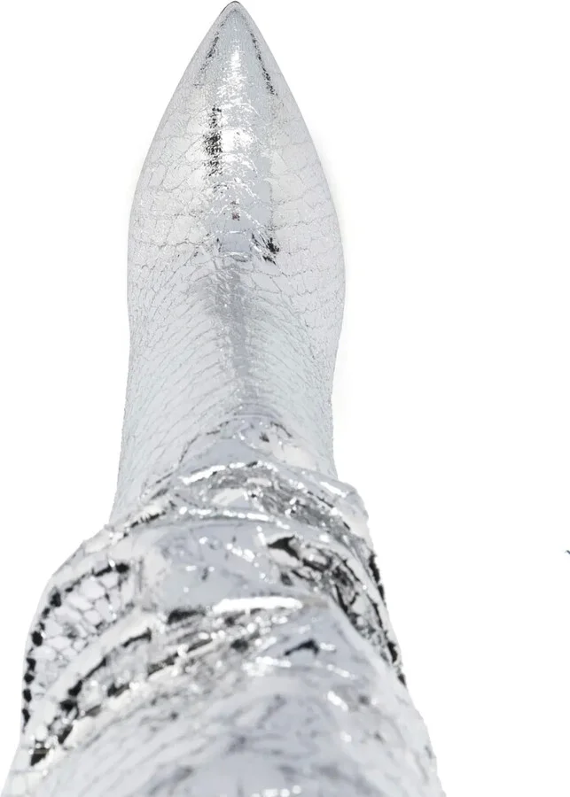105mm Snakeskin-Effect Metallic Boots - Image 4
