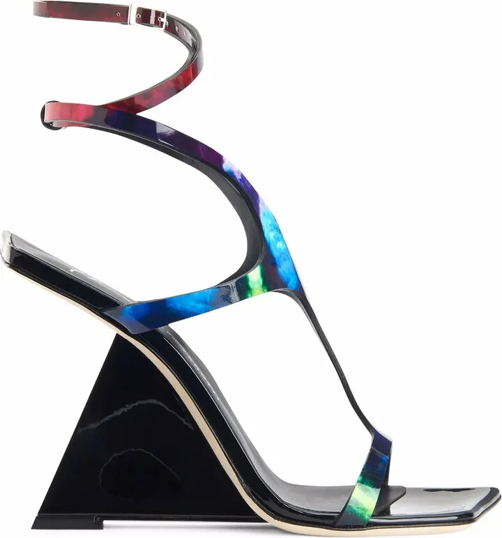105mm Tutankamon angled-heel sandals