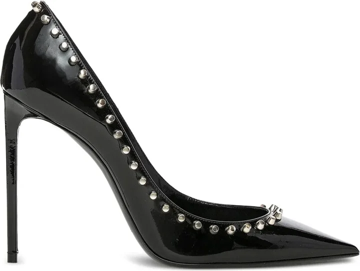 105mm Zoe patent leather studded pumps
