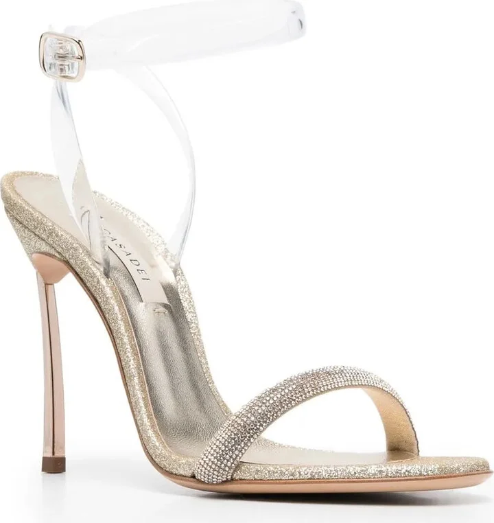 109mm Glittered Leather Sandals - Image 2