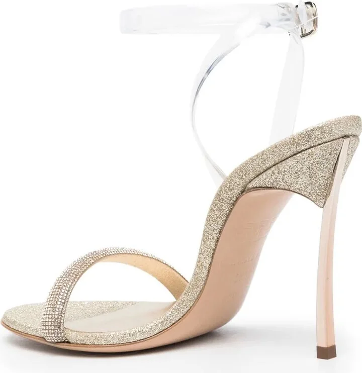 109mm Glittered Leather Sandals - Image 3
