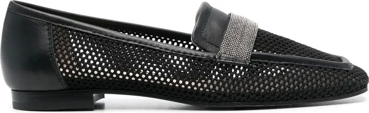 10mm Mesh Square-Toe Loafers