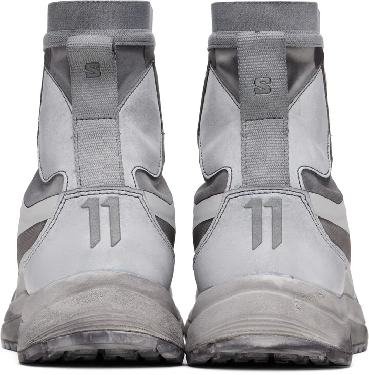 11 by Boris Bidjan Saberi Gray Salomon Edition Bamba 2 High V2 Sneakers - Image 2
