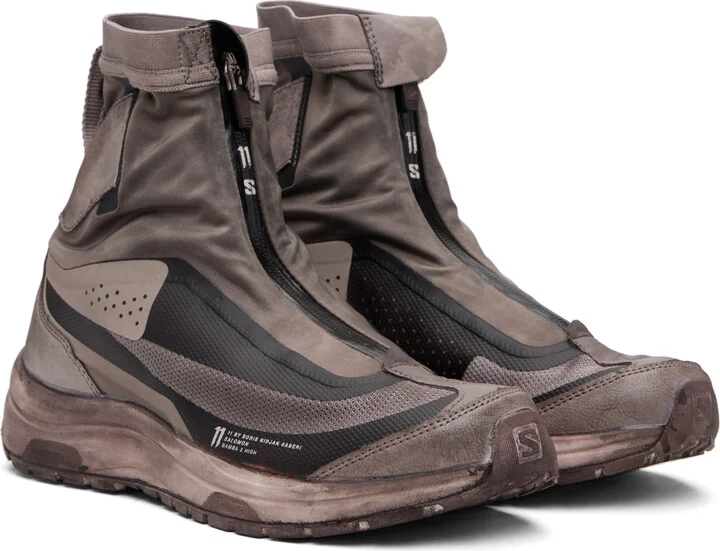 11 by Boris Bidjan Saberi Taupe Salomon Edition Bamba 2 High V2 Sneakers - Image 4