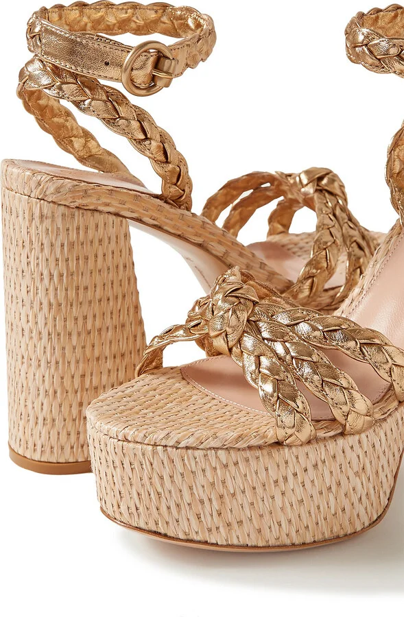 110 Braided Metallic Leather Platform Sandals - Image 5