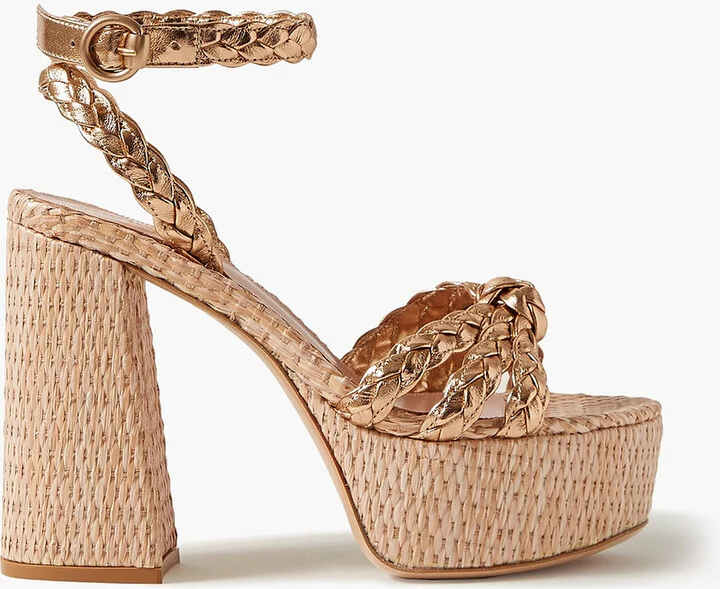 110 Braided Metallic Leather Platform Sandals
