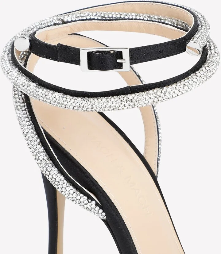 110 Crystal Embellished Double Bow Satin Pumps - Image 2