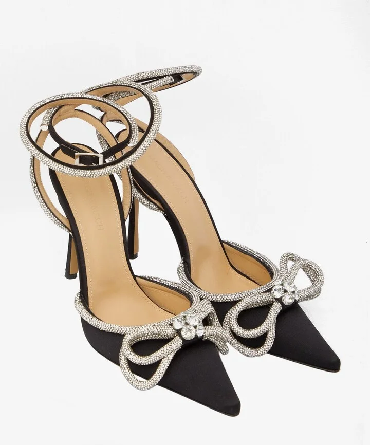110 Double Bow Crystal-Embellished Satin Pumps - Image 2