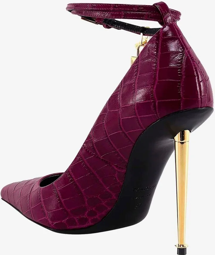 110 Padlock Pointed Toe Pumps in Leather - Image 2