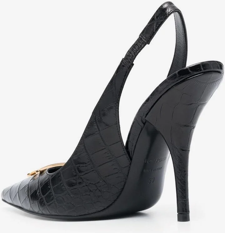 110 TF Slingback Pumps in Croc-Embossed Leather - Image 3