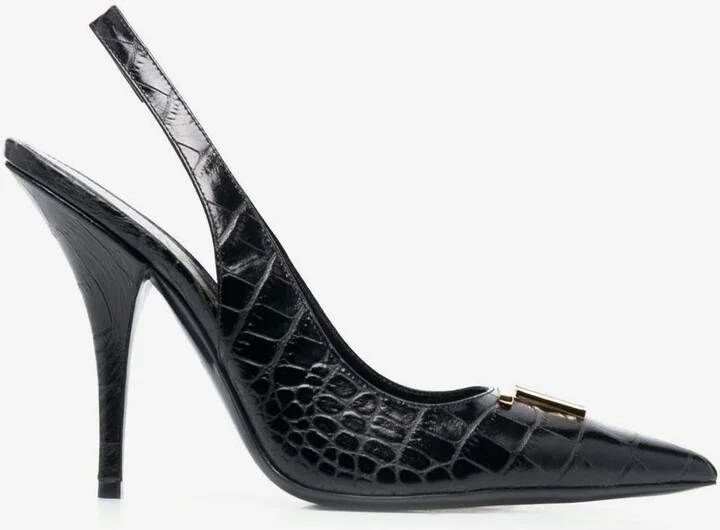 110 TF Slingback Pumps in Croc-Embossed Leather