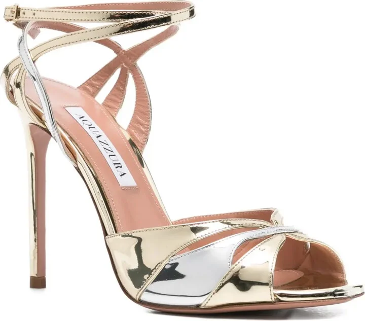 110m Metallic Ankle-Strap Heeled Sandals - Image 2