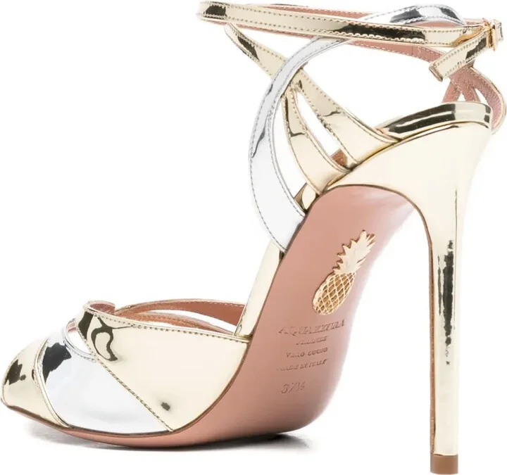 110m Metallic Ankle-Strap Heeled Sandals - Image 3