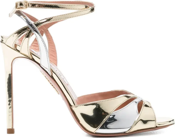 110m Metallic Ankle-Strap Heeled Sandals