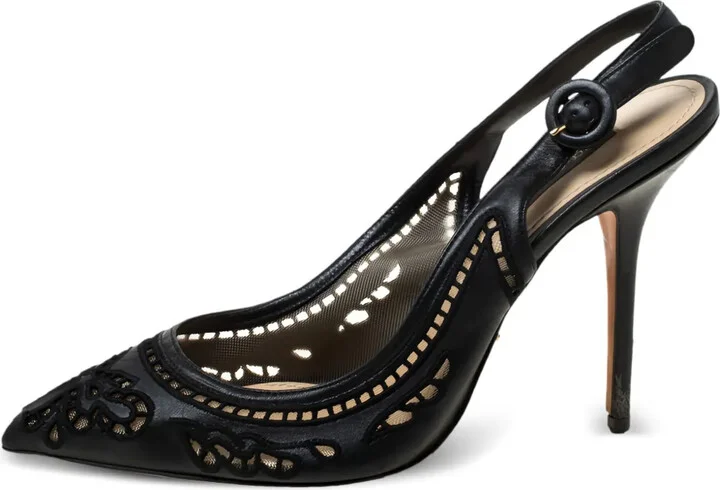 110mm Anglaise embroidered slingback sandals