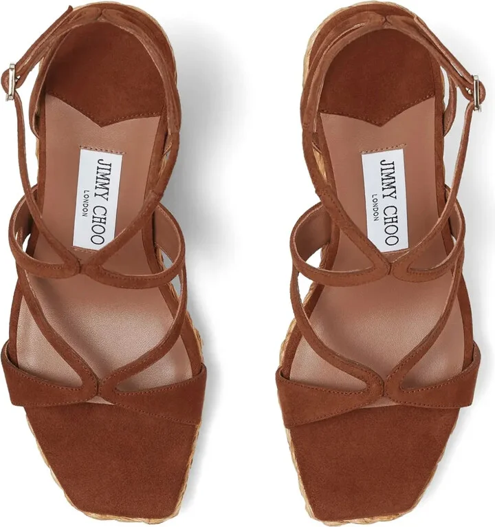 110mm Ayla raffia wedged sandals - Image 4
