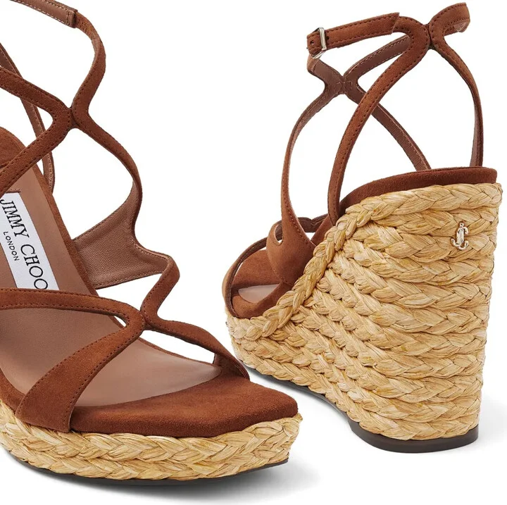 110mm Ayla raffia wedged sandals - Image 5