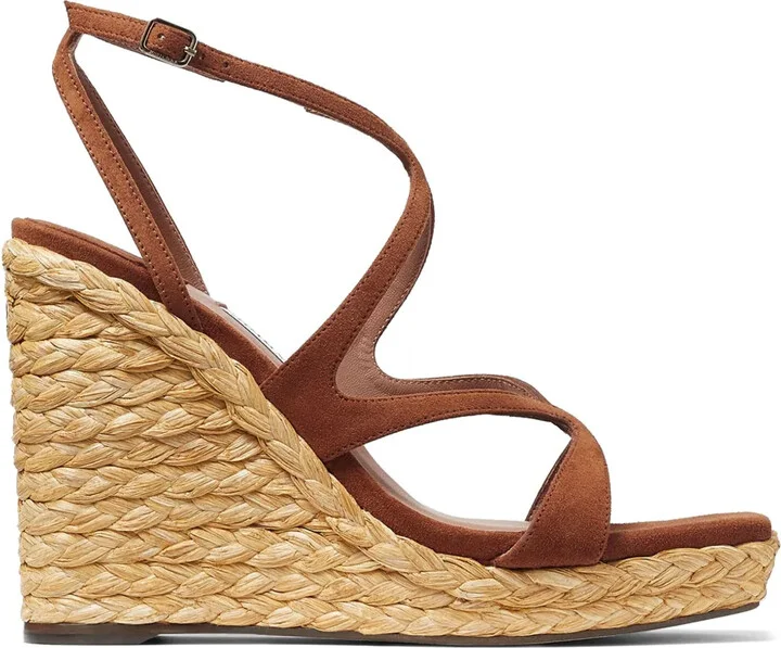 110mm Ayla raffia wedged sandals