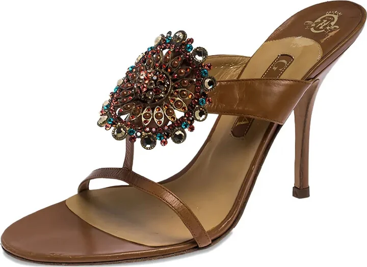 110mm Bead-Embellishment Heeled Sandals - Image 2