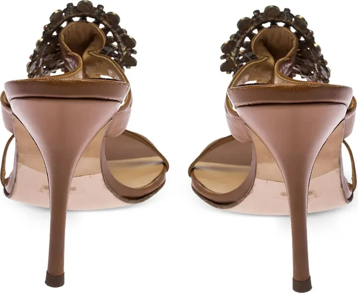 110mm Bead-Embellishment Heeled Sandals - Image 3