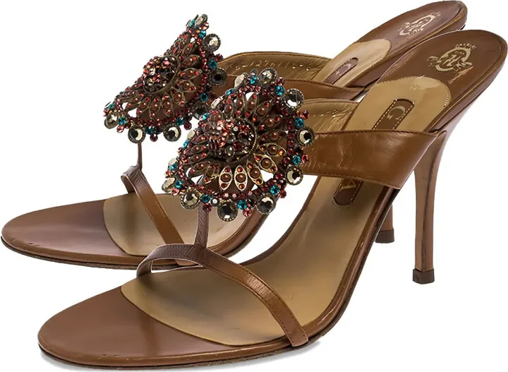 110mm Bead-Embellishment Heeled Sandals - Image 4
