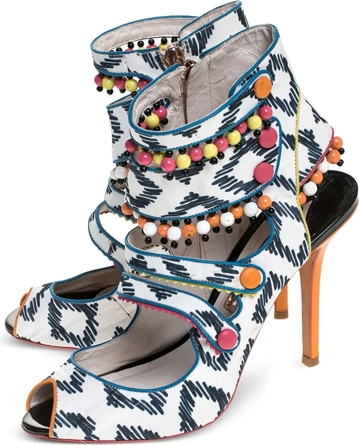 110mm Beaded Caged Sandals - Image 2
