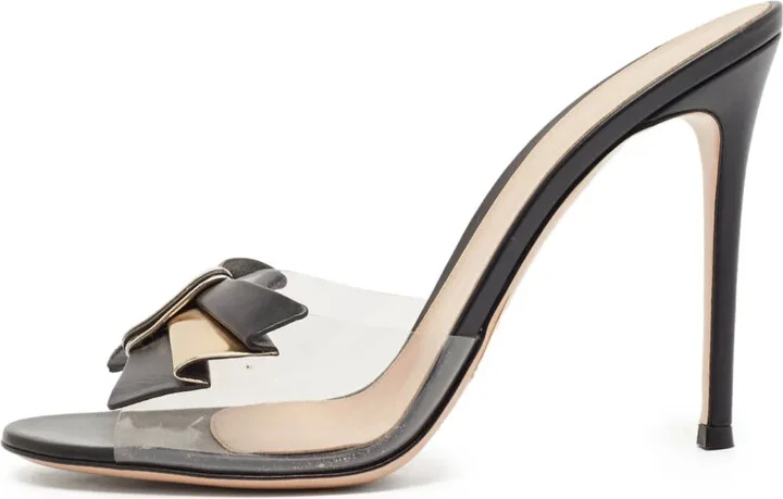 110mm Bow-Detail Clear Sandals