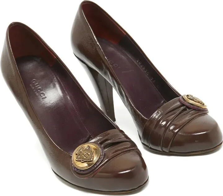 110mm Crest-Button Leather Pumps - Image 3