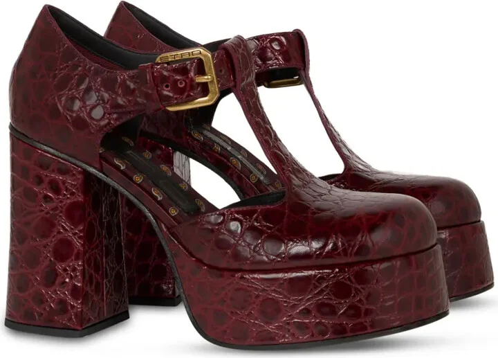 110mm Crocodile-Embossed Platform Pumps - Image 2