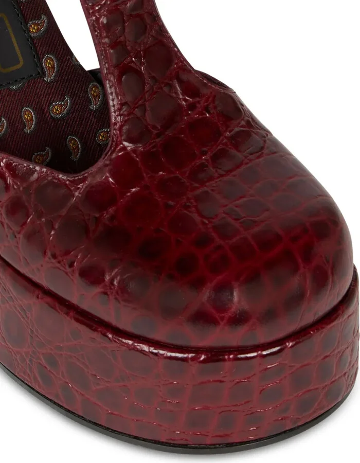 110mm Crocodile-Embossed Platform Pumps - Image 4