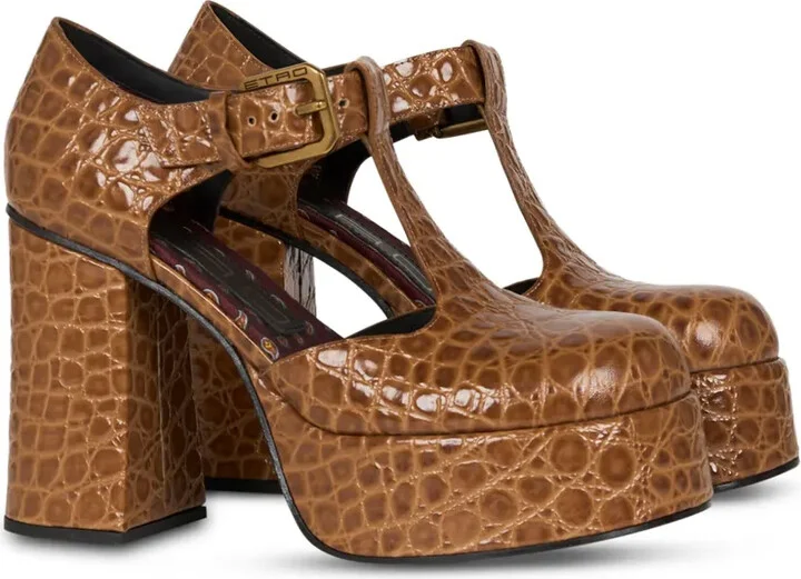 110mm Crocodile-Embossed Platform Pumps - Image 2
