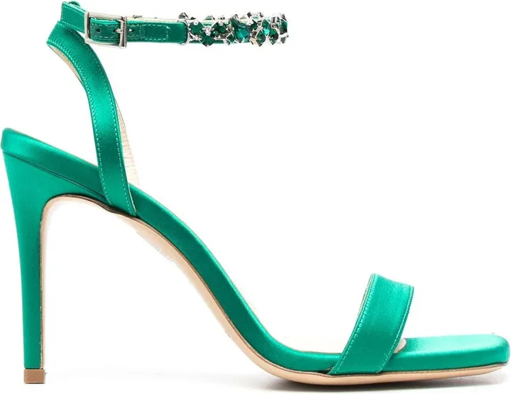 110mm Crystal Ankle-Strap Sandals