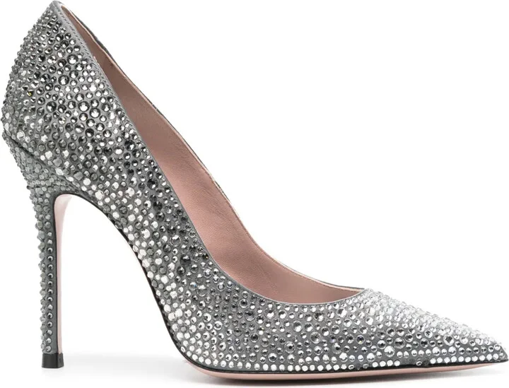 110mm Crystal-Embellished Leather Pumps