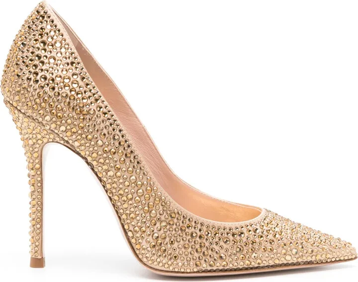 110mm Crystal-Embellished Leather Pumps