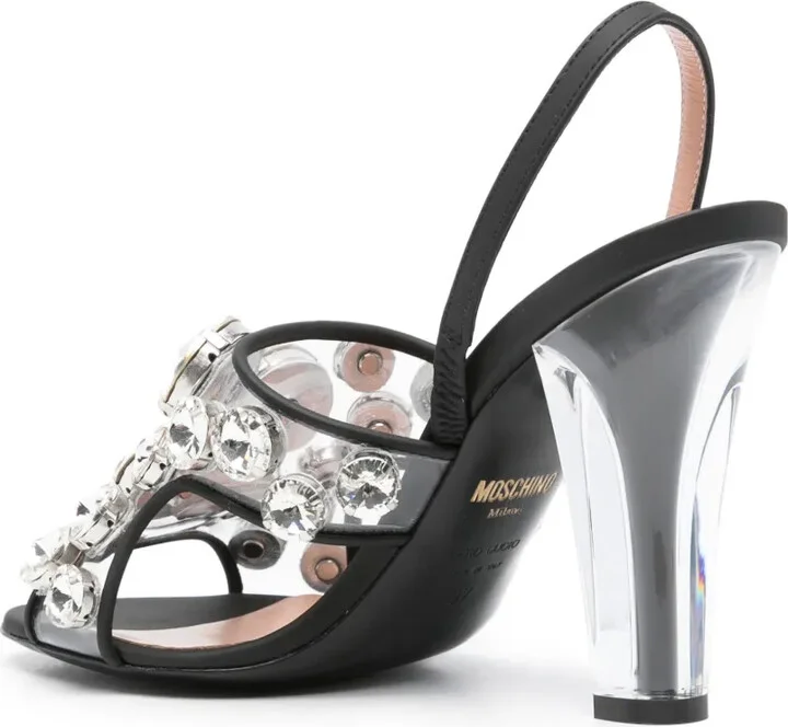 110mm Crystal-Embellished Leather Sandals - Image 3