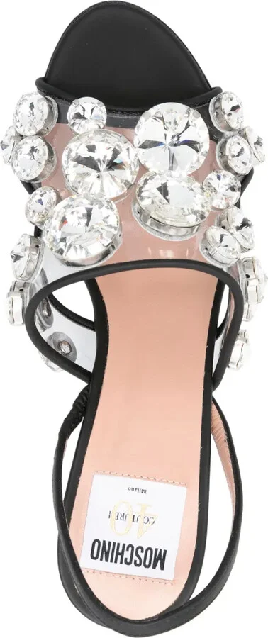 110mm Crystal-Embellished Leather Sandals - Image 4