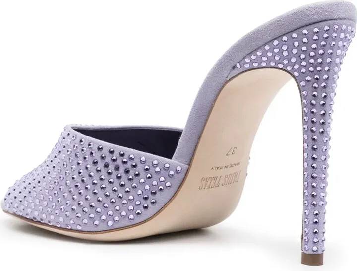 110mm Crystal Embellished Leather Sandals - Image 3