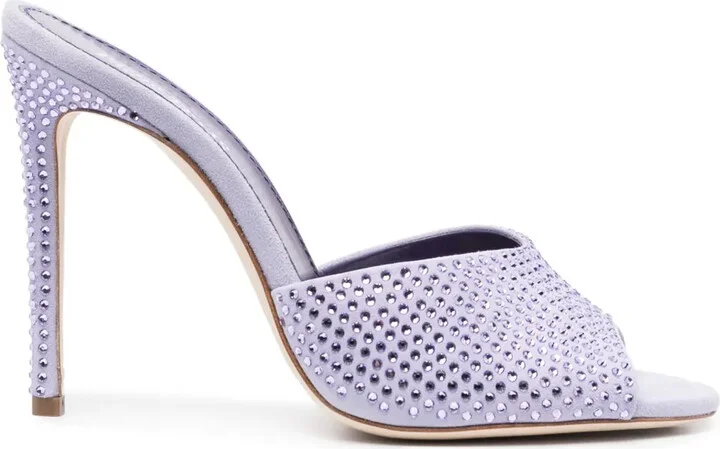 110mm Crystal Embellished Leather Sandals